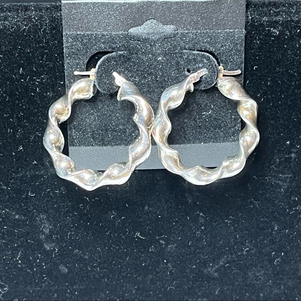 Sterling Silver Twisted Hoop Earrings